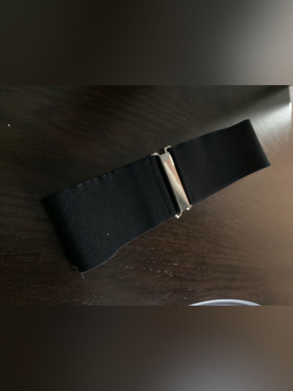 Black Elastic Waist Belt with Silver Buckle